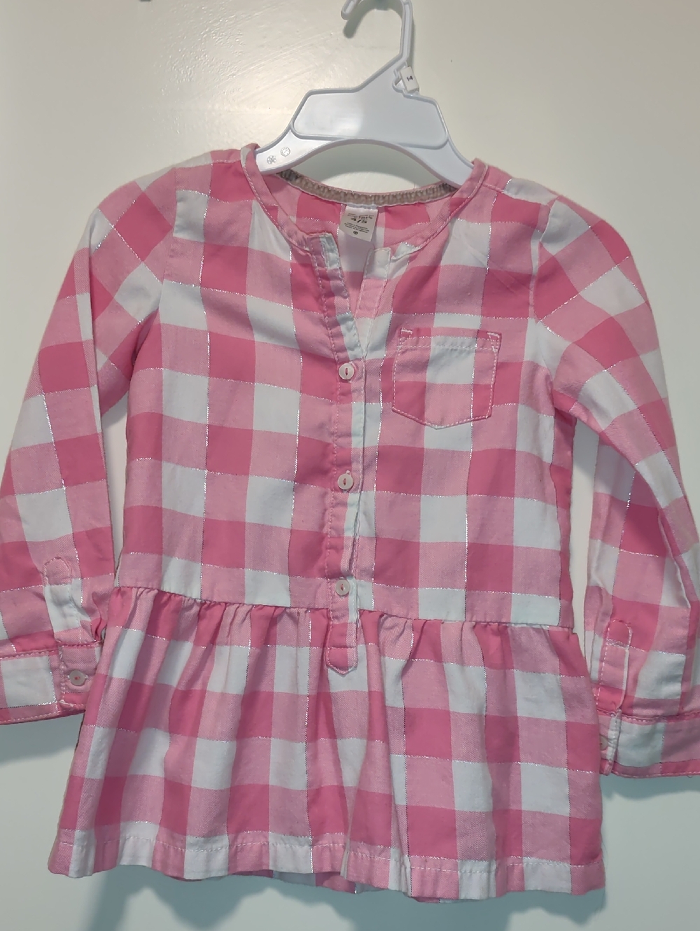 Carter's Pink and White Gingham Button-Up Top